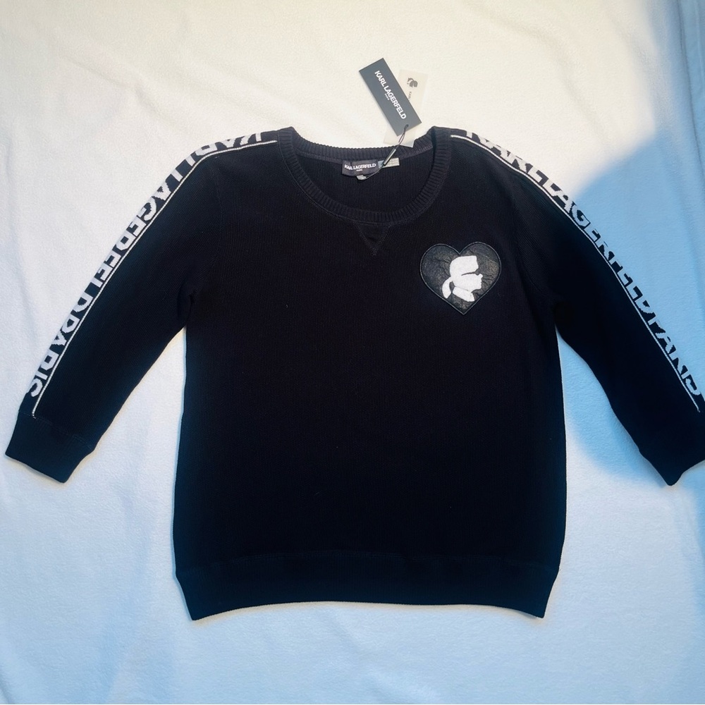 Karl Lagerfeld Paris Logo Cotton-Blend Sweater